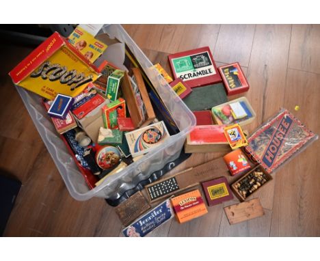 A tub of vintage games to include a Chad Valley Scramble game and a Wadington's Scoop game