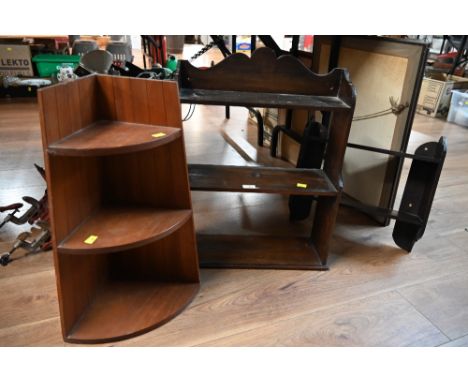 Two open back bookshelves and a corner shelf rack