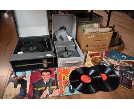 A box of records to include Jim Reeves, a Fidelity record player and another 