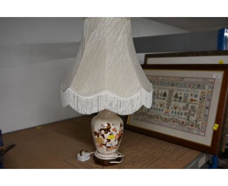 A Masons Brown Velvet table lamp on base 