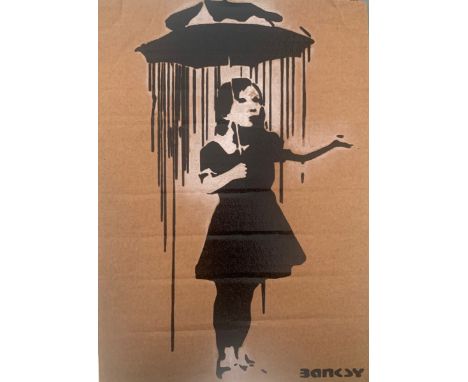 BANKSY DISMALAND – D’APRESBombe aérosol et pochoir sur carton, signé et numéroté à 50 exemplaires.Art gratuit de la peinture 