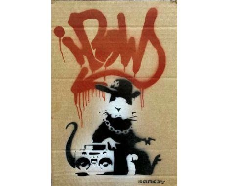 BANKSY DISMALAND – D’APRESBombe aérosol et pochoir sur carton, signé et numéroté à 50 exemplaires.Art gratuit de la peinture 