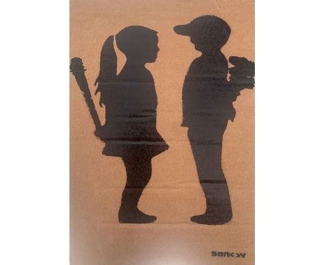 BANKSY DISMALAND – D’APRESBombe aérosol et pochoir sur carton, signé et numéroté à 50 exemplaires.Art gratuit de la peinture 