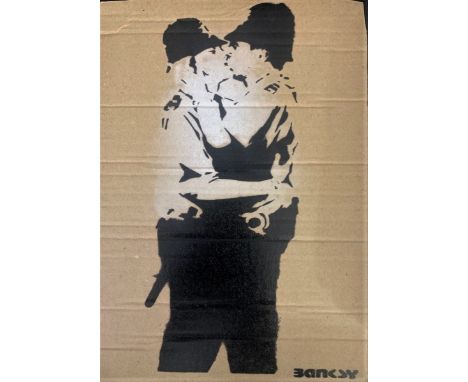 BANKSY DISMALAND – D’APRESBombe aérosol et pochoir sur carton, signé et numéroté à 50 exemplaires.Art gratuit de la peinture 