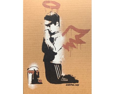BANKSY DISMALAND – D’APRESBombe aérosol et pochoir sur carton, signé et numéroté à 50 exemplaires.Art gratuit de la peinture 