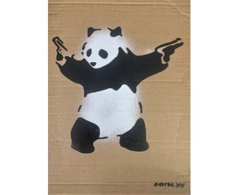 BANKSY DISMALAND – D’APRESBombe aérosol et pochoir sur carton, signé et numéroté à 50 exemplaires.Art gratuit de la peinture 