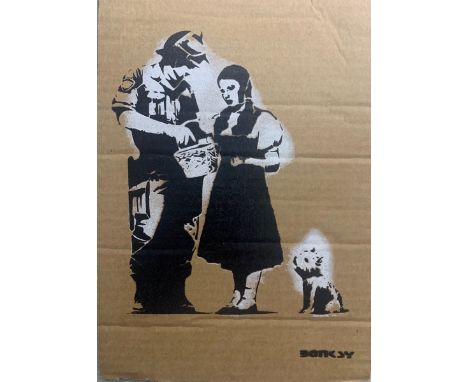 BANKSY DISMALAND – D’APRESBombe aérosol et pochoir sur carton, signé et numéroté à 50 exemplaires.Art gratuit de la peinture 