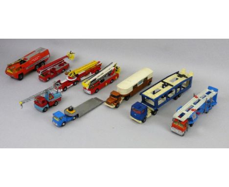 Corgi Major - nine unboxed die-cast models, c. 1970's, comprising; Berliet Lorry with Articulated Horse Box, 'Simon Snorkel' 
