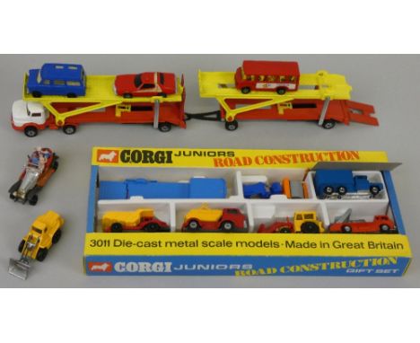 Corgi Juniors - No. 3011 Road Construction Gift Set, together with various die-cast models, c. 1970, comprising; Mercedes-Ben