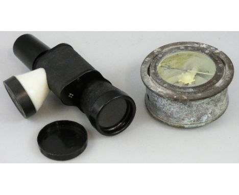 A course setting bomb sight compass, AM Ref. No. 6E/0276, No. 42174H, together with an Enbeeco compass bearing 7 x 50 monocul