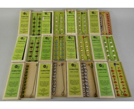 Twelve complete Subbuteo table soccer '00' scale player teams from the 1960's, to include; Huddersfield, Sunderland, Sheffiel