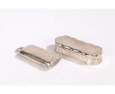 A Victorian silver snuff box, Birmingham mark only, maker David Pettifer, the the scroll engraved lid inscribed "William Bart