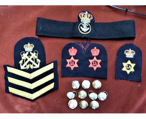 British Royal Navy EIIR Embroidered Petty Officers (PO) Rank Patch with Petty Officers Naval Cap Tally, Royal Navy SA Stores 