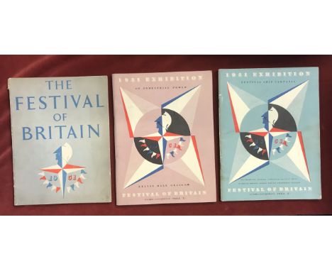 1951 Festival of Britain Guides (3) - Industrial Exhibition, Kelvin Hall, Glasgow with a pink cover, Guide catalogue in good 