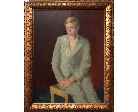 A framed 1930's oil on canvas portrait of a young man signed&nbsp;Katt, frame size 57 x 72cm.