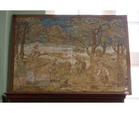 A very large textile portrait of a woodland scene