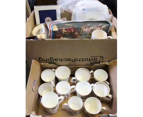 A quantity of Royal Commemorative wares to include Corgi 1902 State Landau ceramics, etc