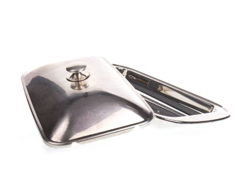 SILVER PLATED RECTANGULAR SERVING DISH BY CHRISTIAN DIOR, with detachable lid, 40cm long