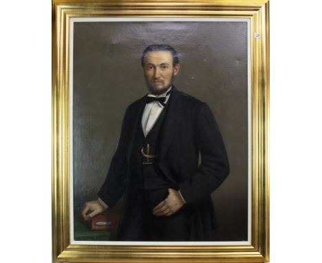 BRITISH SCHOOL, PORTRAIT OF A MAN oil on canvas 100cm x 78cm Framed