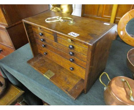 Vintage wooden engineers tool cabinet with key