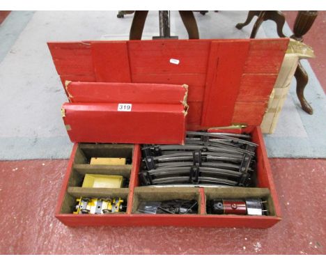 Vintage Hornby model train & track in wooden box