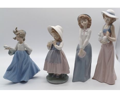 4 NAO - GIRL WITH DOG, GIRL WITH BIRD, GIRL &amp; GIRL WITH FLOWER