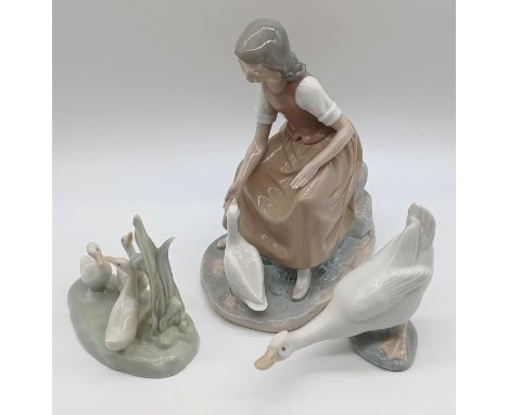 3 NAO - GIRL WITH GEESE, 3 GEESE &amp; GOOSE