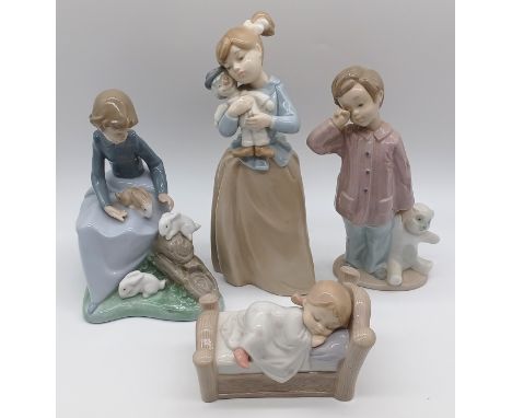 4 NAO - GIRL IN BED, GIRL WITH RABBITS, GIRL WITH CLOWN &amp; BOY WITH TEDDY