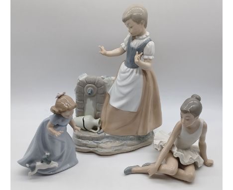 3 NAO - BALLERINA SITTING, GIRL PLAYING WITH PUPPY, AND GIRL WITH JUG