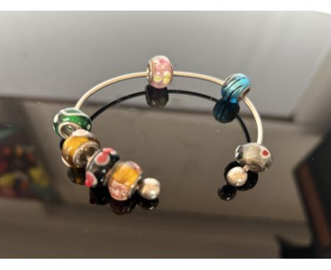Silver bangle & silver beads