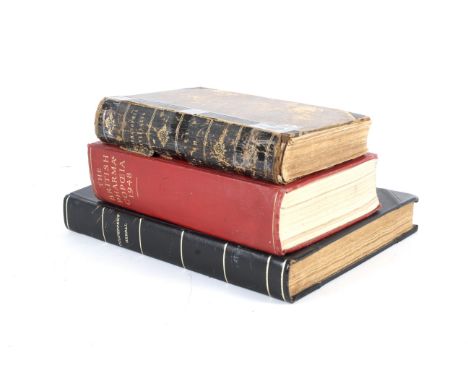 Three vintage pharmaceutical volumes. Including 'Culpeper's Complete Herbal', 1824, published by Thomas Kelly, 'The British P