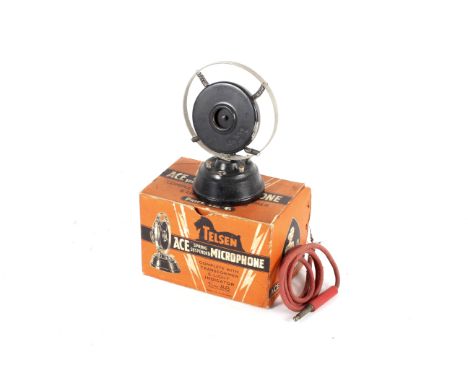 A Telsen Ace spring suspended microphone. Vintage 1930s Type 88 with transformer and indicator in original box