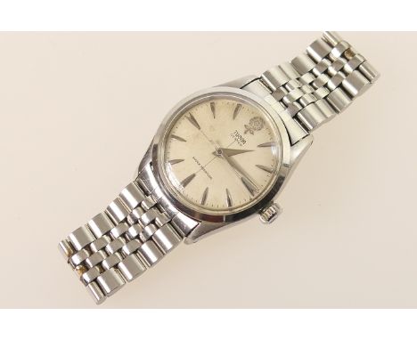 Tudor (Rolex) Oyster gent's stainless steel wristwatch, circa 1978, signed 28mm matte silvered dial with baton numerals, and 