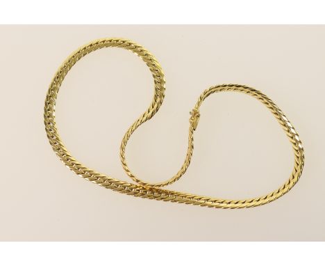 18ct gold herringbone necklace, light textured finish, length 43cm, weight approx. 20.5g 