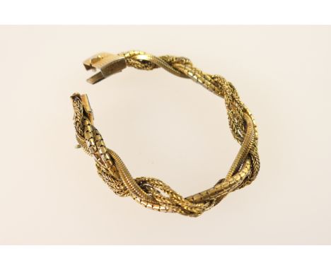 Christian Dior vintage gilt metal plaited chain mesh bracelet, 20cm 