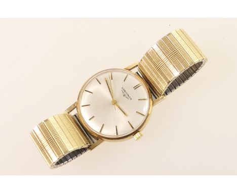 Longines gent's 9ct gold case wristwatch, circa 1971, 30mm dial with baton numerals, centre sweep seconds, manual wind 17 jew