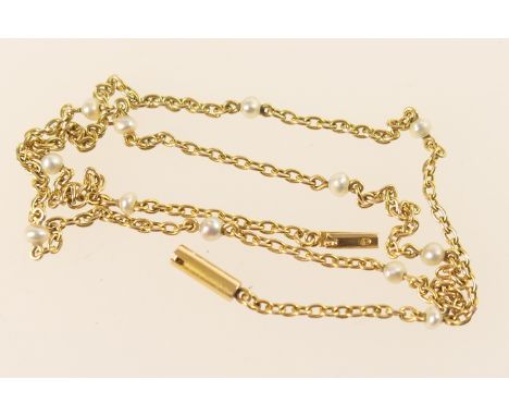 Edwardian 15ct gold and seed pearl choker necklace, with barrel clasp, 30.5cm, gross weight approx. 4.7g 
