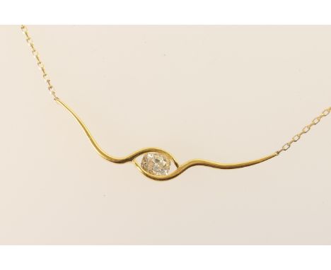 Diamond pendant necklace, in 9ct gold, the old cushion cut stone of approx. 1.3cts, estimated as K or L in colour and VS1-2, 