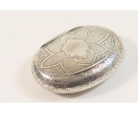 Late Victorian silver cushion form snuff box, by William Neale, Chester 1900, the hinged cover with flowerhead design and eng