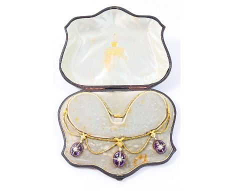 Hunt &amp; Roskell, late Storr &amp; Mortimer, a fine amethyst, pearl and diamond pendant necklace, circa 1870, the Brazilian