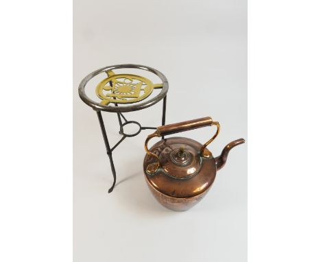 Unusual brass and wrought iron Masonic trivet, early 19th Century, the steel ring top centred with a brass set square and sun