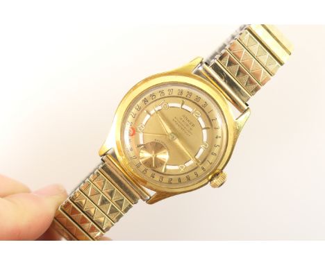 Vintage Anker gent's gold plated wristwatch, circa 1960, gilt 28mm dial with batons and Arabic numerals, subsidiary seconds a