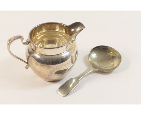 Silver cream jug, Birmingham 1949, plain baluster form, 6cm, weight approx. 57g (1.8 troy ozs); also a&nbsp; George III silve