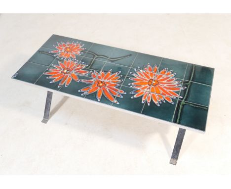 1960s tile topped chrome framed coffee table, 109cm x 46.5cm x 43cm 