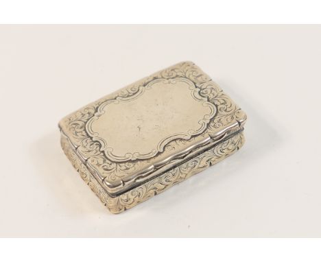 Victorian silver snuff box, by Edward Smith, Birmingham 1852, rectangular form with foliate chased decoration, vacant cartouc