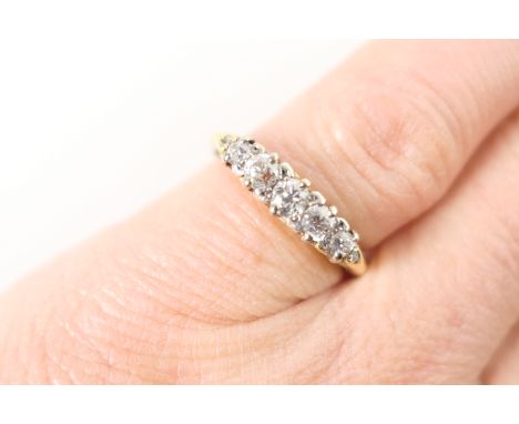 Diamond five stone ring, set with old round brilliant cut diamonds, graduating in size and totalling approx. 0.5ct, in an 18c