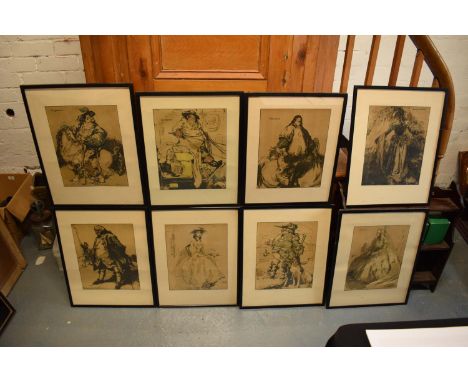 After William Nicholson, 'Characters of Romance' chromo lithographs circa 1900 to include characters such as Gargantua, Sophi