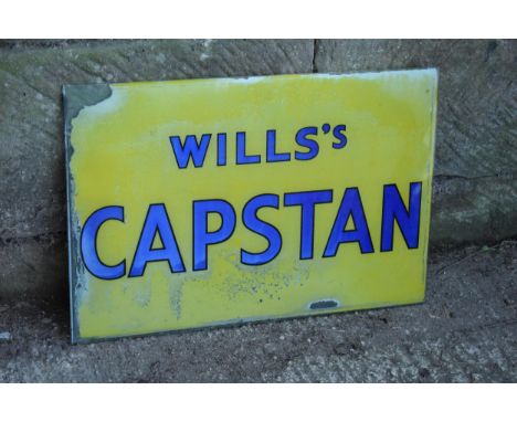 A vintage glass advertising sign of rectangular form for Wills's Capstan. 60 x 40cm. No postage. 