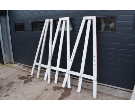 A set of 5 vintage wooden 'A' frames ideal for use in a restaurant / antiques fairs for display purposes. 181cm tall. In good