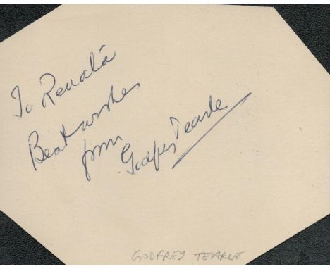 Godfrey Tearle signed to the verso of an irregularly cut piece from a c1950's Bagatelle Restaurant menu.  All autographs come